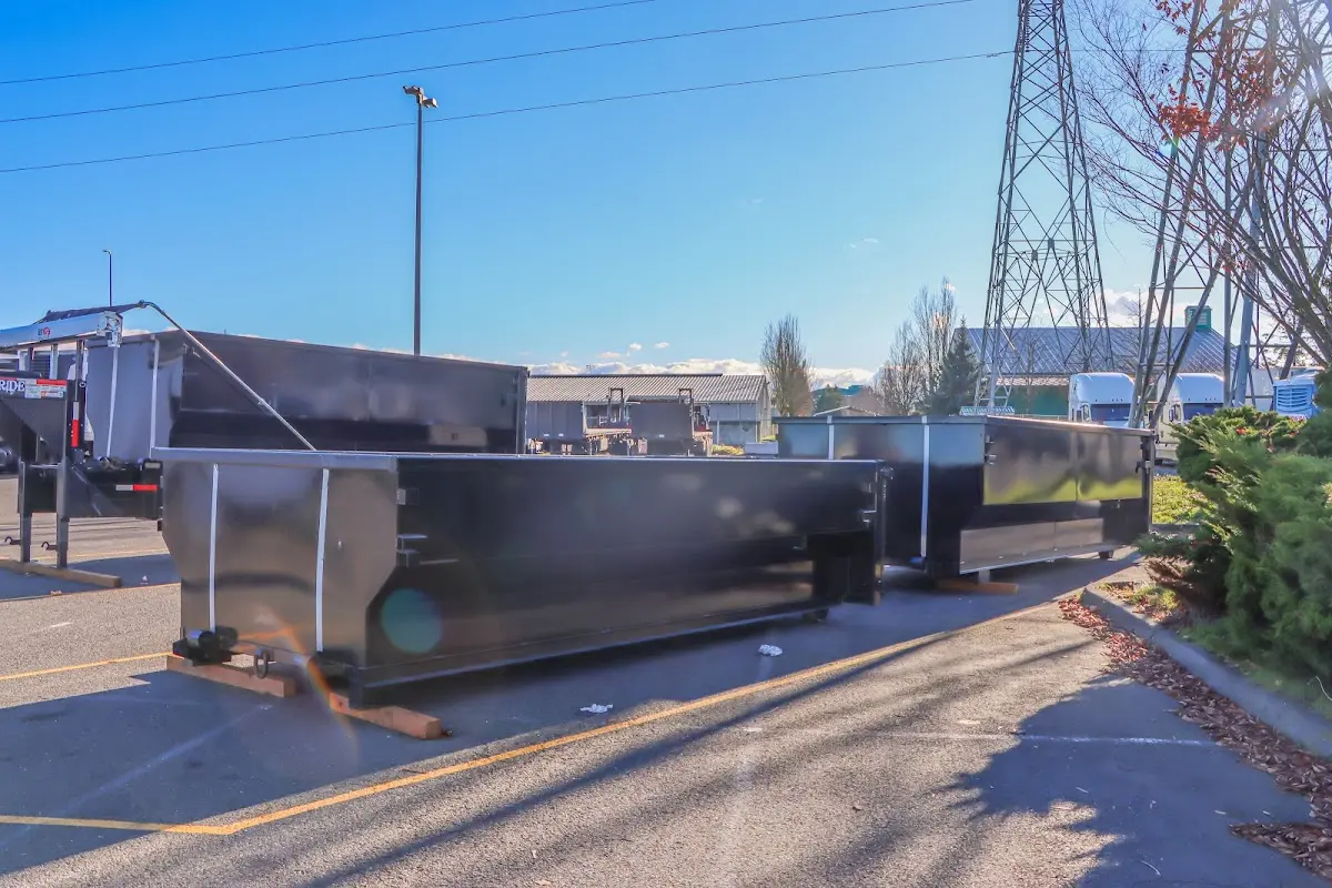 Roll-off dumpster ready for waste disposal at job site for 3 Yard Dumpster Rental in Georgetown